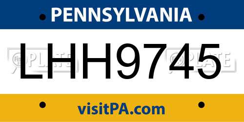 LHH9745 Pennsylvania License Plate