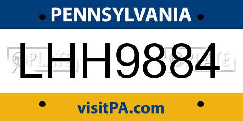 LHH9884 Pennsylvania License Plate
