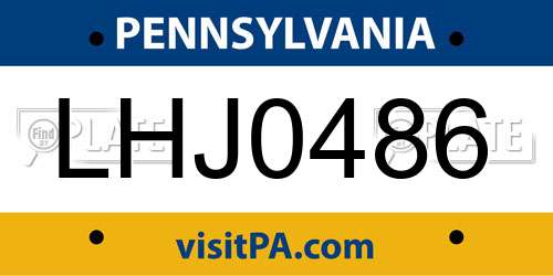LHJ0486 Pennsylvania License Plate