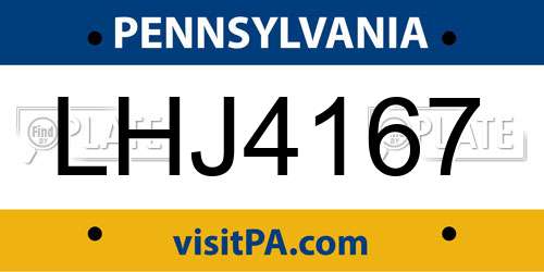 LHJ4167 Pennsylvania License Plate
