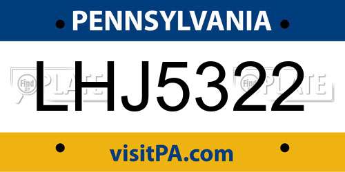 LHJ5322 Pennsylvania License Plate
