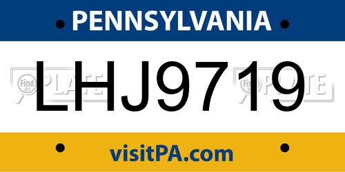 LHJ9719 Pennsylvania License Plate