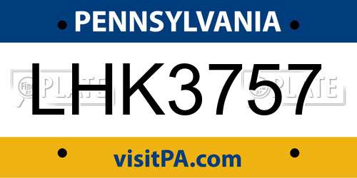 LHK3757 Pennsylvania License Plate