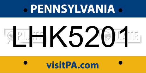 LHK5201 Pennsylvania License Plate