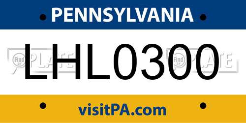 LHL0300 Pennsylvania License Plate