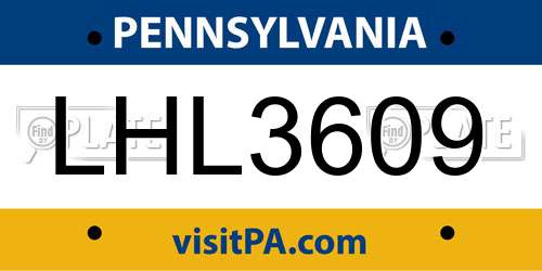 LHL3609 Pennsylvania License Plate