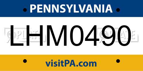LHM0490 Pennsylvania License Plate