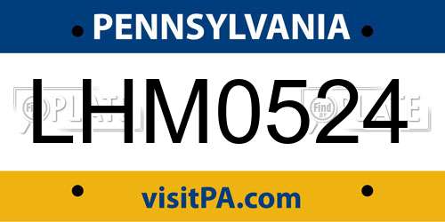 LHM0524 Pennsylvania License Plate