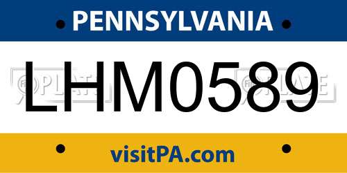LHM0589 Pennsylvania License Plate
