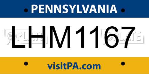 LHM1167 Pennsylvania License Plate