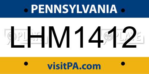LHM1412 Pennsylvania License Plate