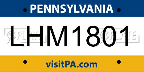 LHM1801 Pennsylvania License Plate