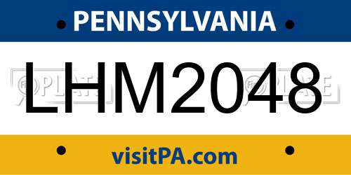 LHM2048 Pennsylvania License Plate