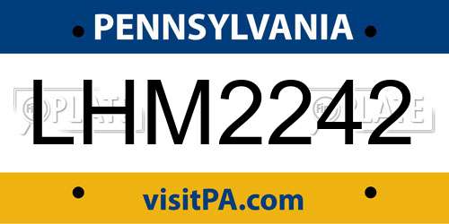 LHM2242 Pennsylvania License Plate