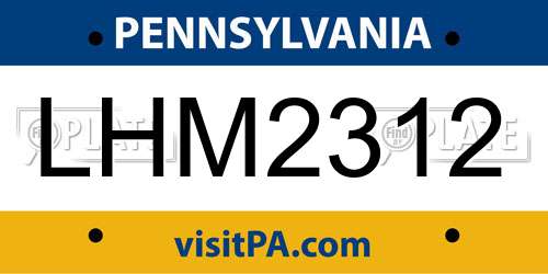 LHM2312 Pennsylvania License Plate