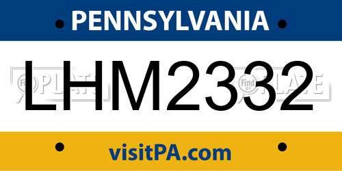 LHM2332 Pennsylvania License Plate