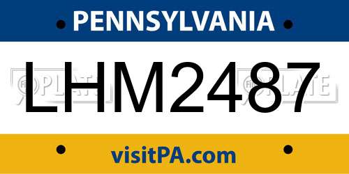 LHM2487 Pennsylvania License Plate