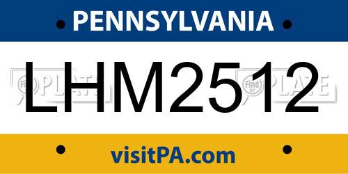 LHM2512 Pennsylvania License Plate