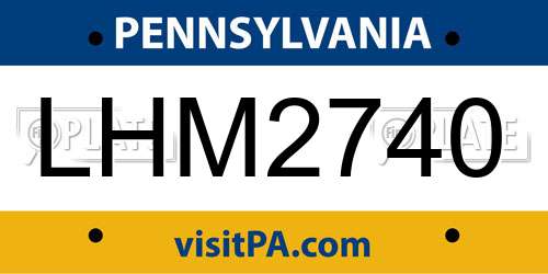 LHM2740 Pennsylvania License Plate