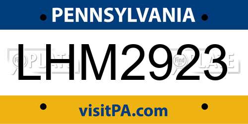 LHM2923 Pennsylvania License Plate