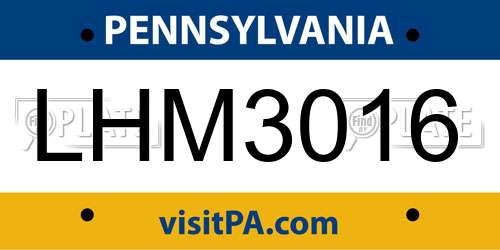 LHM3016 Pennsylvania License Plate