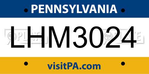 LHM3024 Pennsylvania License Plate