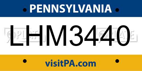 LHM3440 Pennsylvania License Plate
