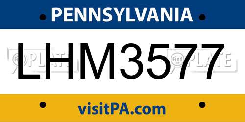 LHM3577 Pennsylvania License Plate
