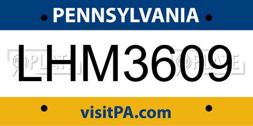 LHM3609 Pennsylvania License Plate