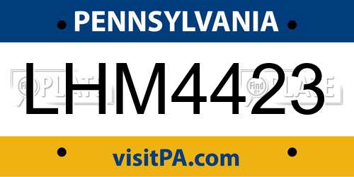 LHM4423 Pennsylvania License Plate