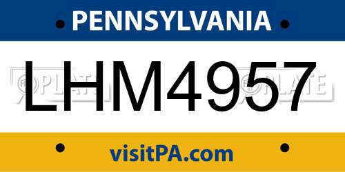 LHM4957 Pennsylvania License Plate