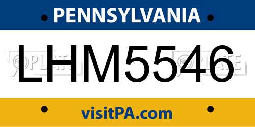 LHM5546 Pennsylvania License Plate