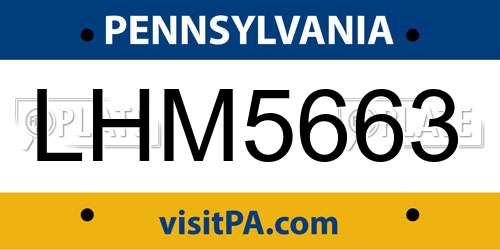 LHM5663 Pennsylvania License Plate