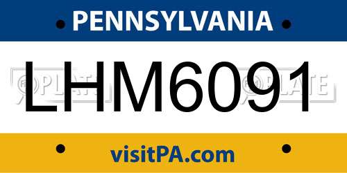 LHM6091 Pennsylvania License Plate