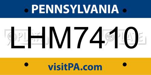 LHM7410 Pennsylvania License Plate