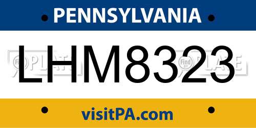 LHM8323 Pennsylvania License Plate