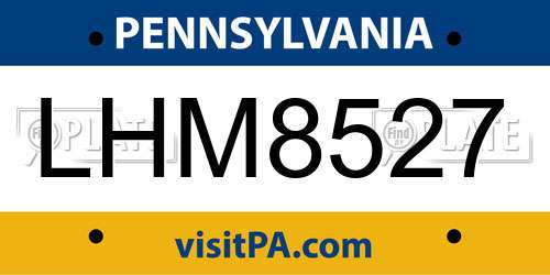 LHM8527 Pennsylvania License Plate