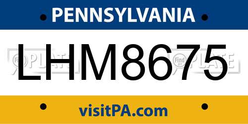 LHM8675 Pennsylvania License Plate