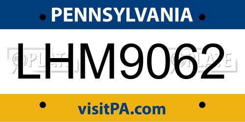 LHM9062 Pennsylvania License Plate