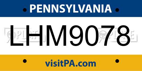 LHM9078 Pennsylvania License Plate