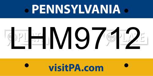 LHM9712 Pennsylvania License Plate