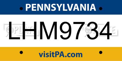 LHM9734 Pennsylvania License Plate