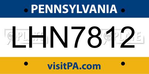 LHN7812 Pennsylvania License Plate