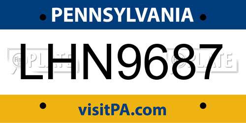 LHN9687 Pennsylvania License Plate