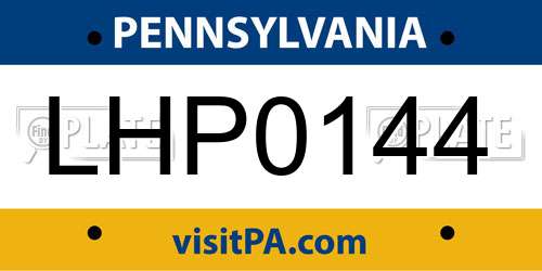 LHP0144 Pennsylvania License Plate