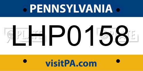 LHP0158 Pennsylvania License Plate