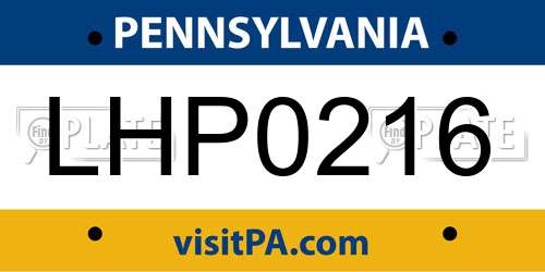 LHP0216 Pennsylvania License Plate