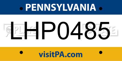 LHP0485 Pennsylvania License Plate