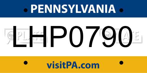 LHP0790 Pennsylvania License Plate