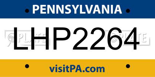 LHP2264 Pennsylvania License Plate